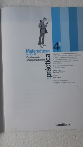 Matemáticas Opción B 4 Liceo / 2 Libros / Ed Santillana (Usado)