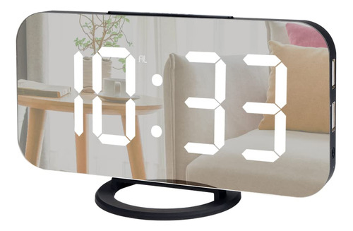 Xsuper Reloj Despertador Digital, Espejo Led Grande De 6.5 P
