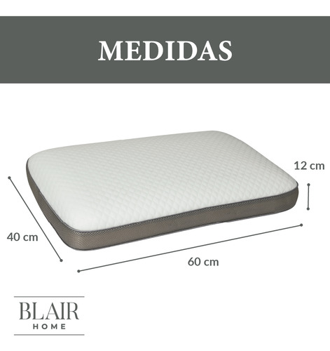 Almohada Viscoelástica Memory Foam 60x40 Cm Blair Home Color Blanco