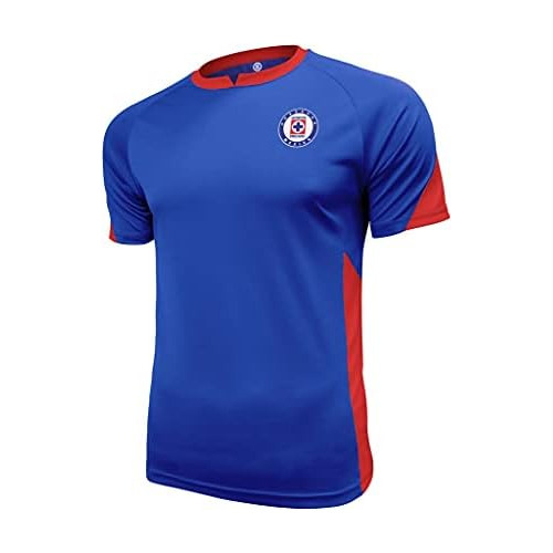 Men Cruz Azul Game Day Soccer Poly Shirt Jersey Blue/re...