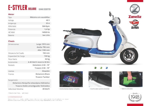 Imagen 10 de 11 de Zanella E Styler Deluxe - Global Motor's Corrientes
