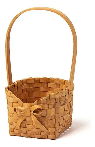 Zl Cesta Portátil Tejida A Mano Con Lazo De Flores, Regalo