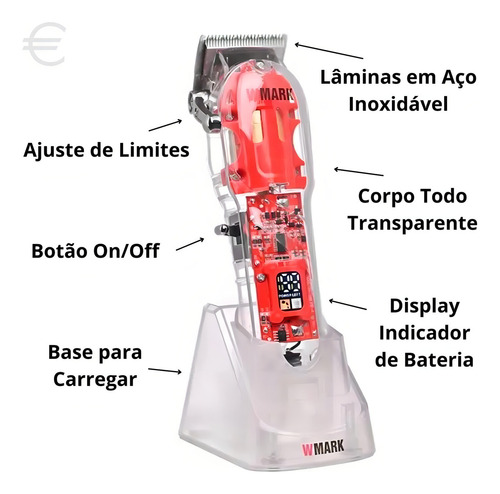 Máquina Cortar Cabelo Wmark + Barbeador Elétrico Wmark