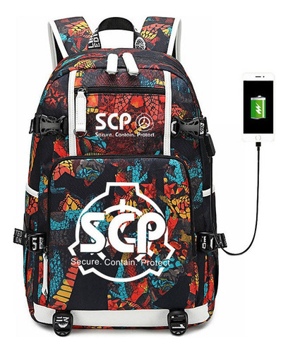 L Scp Game Usb Port Mochila Bolsa Libro Escolar Estudiantes