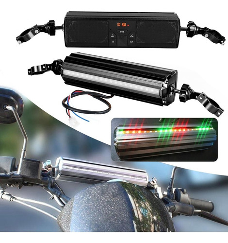 Sistema de audio de la barra de la manija de modificación de la motocicleta Qiilu oro reproducción de USB Sistema de sonido antideslizante a prueba de agua Altavoz estéreo de moto