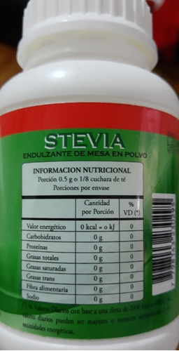Edulcorante En Polvo Stevia Jual X 110 Gr