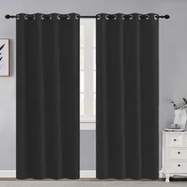 Comprar Persianas Black Out Negras\u002Fgrises Ojal Cortinas,132*213cm 2p