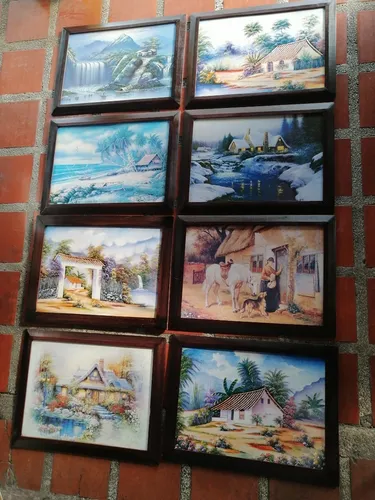Cuadro Impreso Litografía Tema Paisajes Variado (Usado)