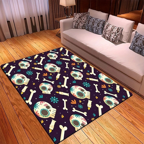 Alfombra De Sala De Estar Con Forma De Calavera Simple, Tota