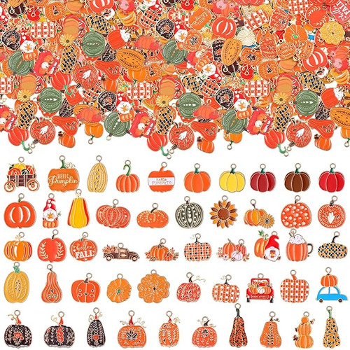 150 Dijes Calabaza Acción Gracias Granel Para Hacer Joyas Di