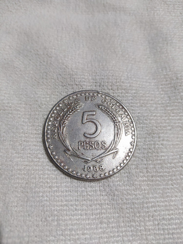 Cinco Pesos Año 1968 En Niquel Congreso Eucaristico