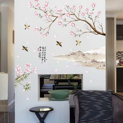 Calcomanía Adhesiva Para Pared Con Flor De Melocotón