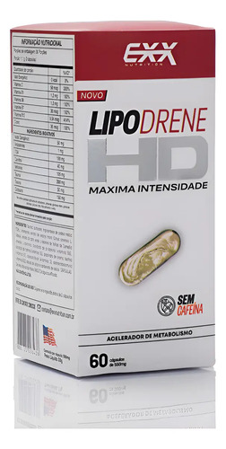 Drenhd Termogênico Sem Cafeína / Estimulante Exx Nutrition Sem Sabor