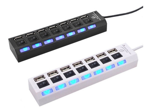 Hub Usb 2.0 De 7 Puertos Con Switchs Para Pc Laptop Windows