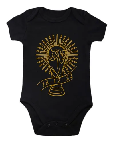 Body De Bebé Negro Argentina Campeón Copa Del Mundo Dorada