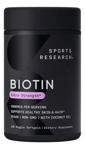 Biotina 5000mcg Cabello, Piel Y Uñas Fuertes 120 Softgels