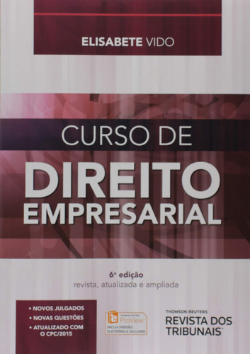 Curso De Direito Empresarial, De Elisabete Vido. Editora Revista Dos Tribunais Em Português
