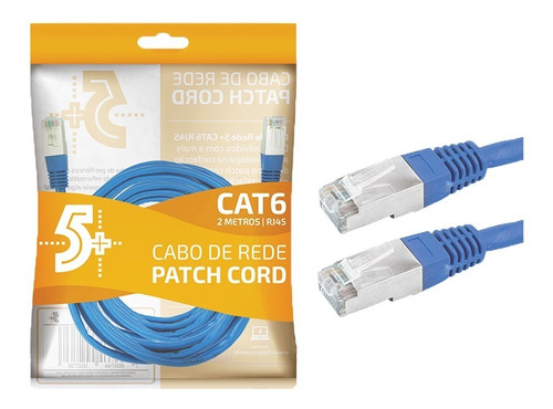 Cabo De Rede Patch Cord Ethernet Cat6 Lan Rj45 Azul 2 Mts
