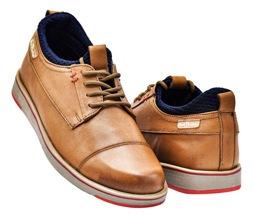 Zapato Niño Azul P. 790 Piel Miel Moda Casual 22 Al 26