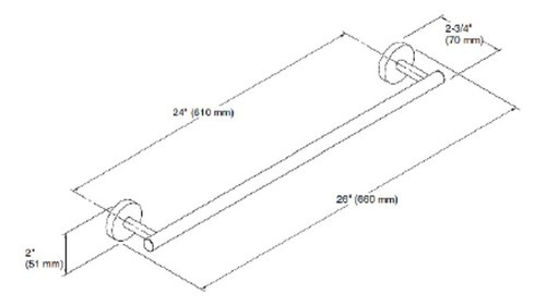 Porta Toalha De Parede 610mm Cromado Kohler Elate