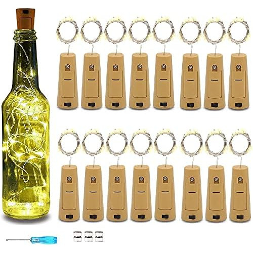 Luces Botellas De Vino Corcho, Paquete De 16, 20 Led, F...