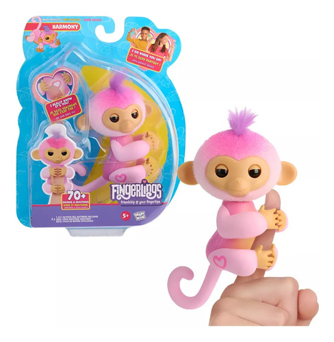Fingerlings Bebe Mono Interactivo Sonidos Y Reacciones Rosa