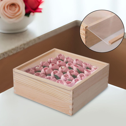Caja De Almacenamiento De Madera, Contenedor 20cmx20cmx8cm