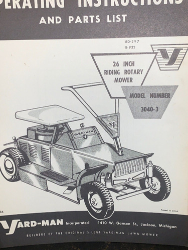 Minitractor Cortacesped Yard Man Motor Unico Falta. Inplamet (Usado)
