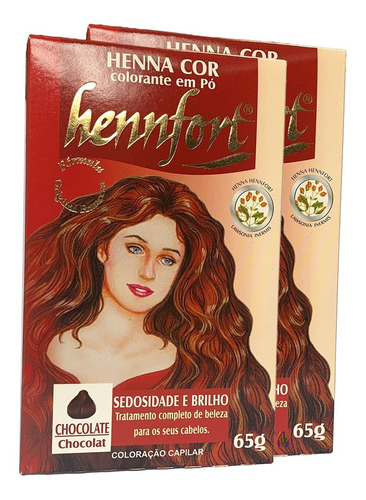 Kit 2 Henna Hennfort Em Pó 65g - Chocolate