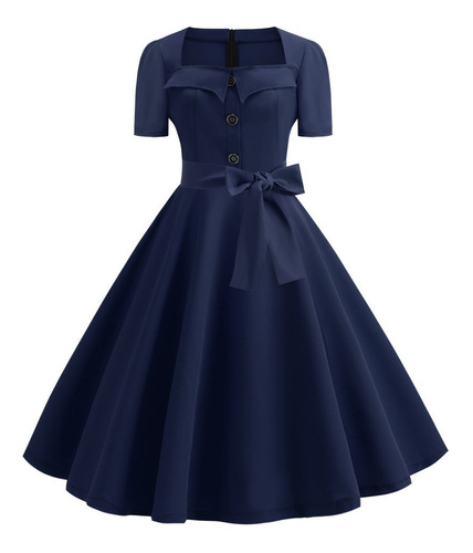 Vestido Mujer A Line Flare Vestido Vintage Bowknot Prom Sw 2