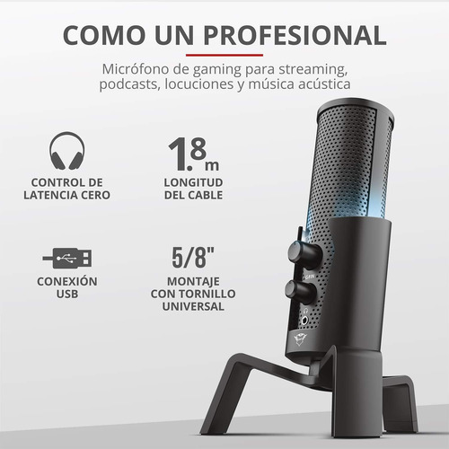 Trust Gaming Gxt 258 Fyru Micrófono Gaming Usb 4 En 1, Micro