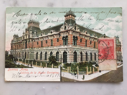 Postal Buenos Aires Edificio Las Aguas Corrientes 1907