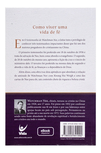 Livro: O Testemunho De Watchaman Nee - Watchman Nee