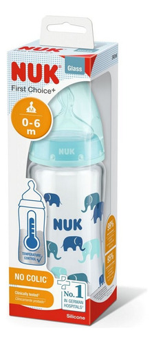 Nuk Mamadera Vidrio First Choice + Azul Control  Temperatura