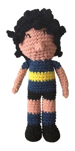 Muñeco Boca Junior De Apego Tejido Al Crochet 22 Cm