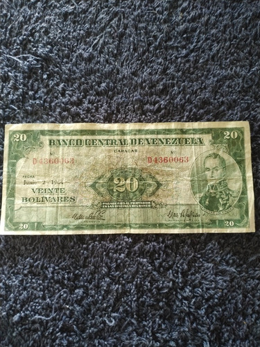 Billete De 20 Bs 1964.