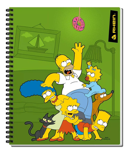 Pack 6 Cuadernos Simpsons Universitario Rhein 100 Hojas 7mm Color cuadro 7mm