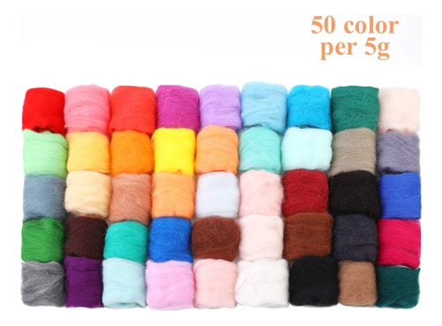 Kit 50 Vellón Lanas Fieltro Agujas Needle Felting Accesorios