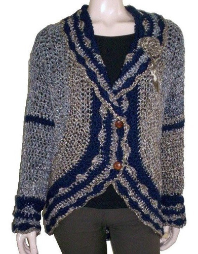 Saco Liviano Tejido A Mano Crochet Exclusivo Mujer Otoño