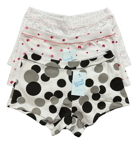 Pack X 3 Bombachas Nena Short Estampada De Algodón Y Lycra