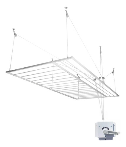 Varal Invertido Para Lençol 200x80 + Manivela Com Roldanas