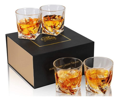 Whisky Ks Juego De 4 Vasos De Cristal De Borbón Caja D...