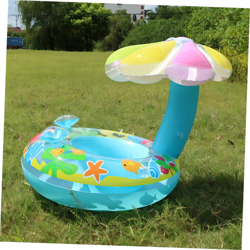 Flotador Con Sombrilla Flotador Redondo Palmera Inflable Niñ Color Rosa