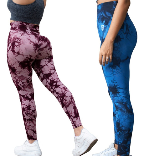 Pack X2 Leggins Tie Dye Rojo Vino Y Azul - Ignis Guard