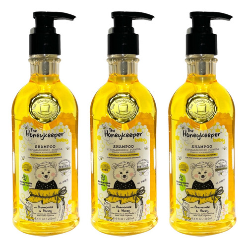Pack 3x Shampoo P/ Bebé Honey Keeper Manzanilla + Miel 250ml