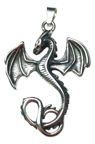 Dije Dragon Grande Macizo Acero Quirurgi C/llaver (p3) Color Plateado