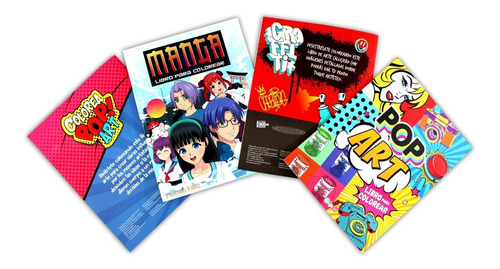 4 Libros Colorea Manga, Graffiti, Pop Art Imágenes Detallada