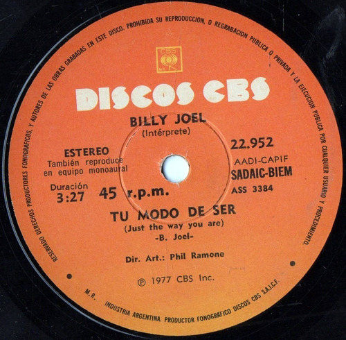 Billy Joel  Tu Modo De Ser - Entiendelo La Primera Vez   7''