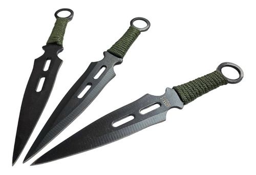 Imagen 1 de 3 de Kunai Set 3 Cuchillos Lanzar Balanceados Con Vaina 16,5 Cm