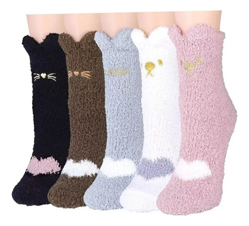 5 Pares Calcetines Térmicos Kawaii Regalo Invierno Felpa